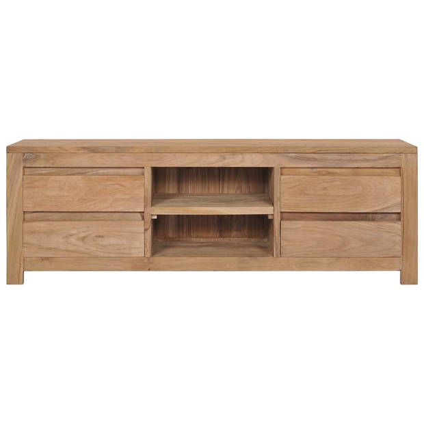 The Living Store Vintage Massief Teakhouten TV-meubel - 115 x 30 x 40 cm - 4 lades en 2 open vakken