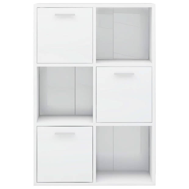 The Living Store Kast - Hoogglans wit - 60 x 29.5 x 90 cm - 6 vakken - 3 open kubussen en 3 kubussen met deuren