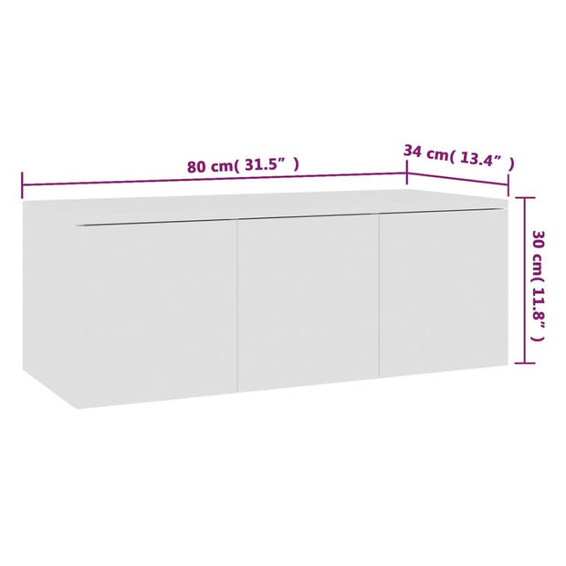 vidaXL Tv-meubel 80x34x30 cm bewerkt hout wit