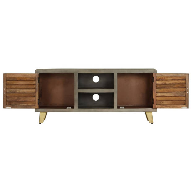 The Living Store Vintage Houten TV-kast - 110 x 30 x 48 cm - Massief mangohout en stalen poten met messing coating