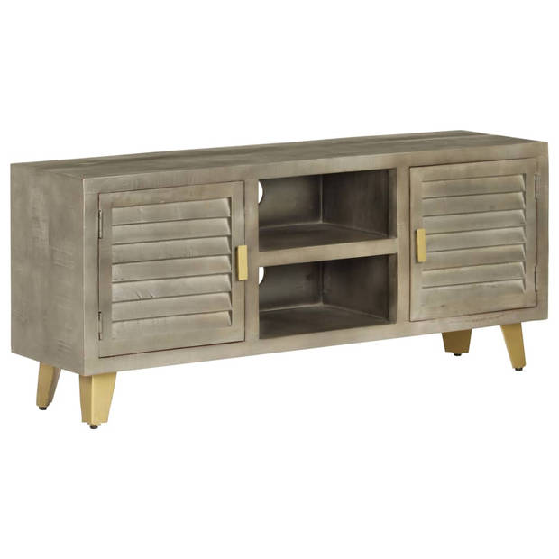 The Living Store Vintage Houten TV-kast - 110 x 30 x 48 cm - Massief mangohout en stalen poten met messing coating