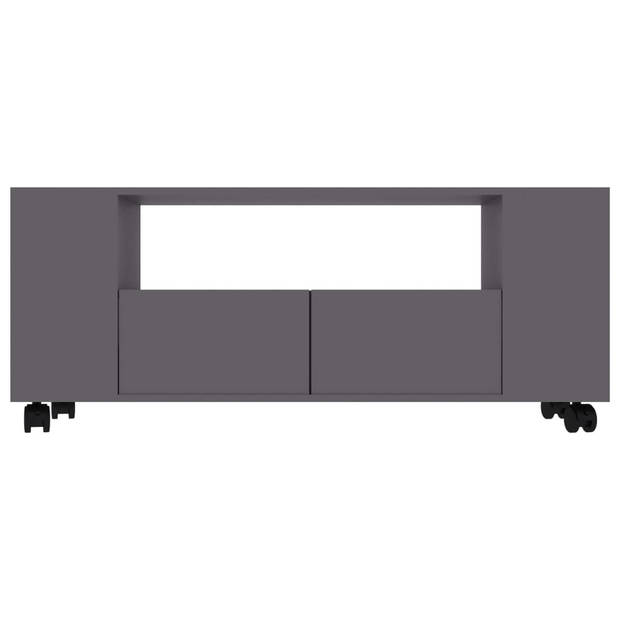 The Living Store Klassiek TV-meubel - 120 x 35 x 48 cm - Bewerkt hout - Grijs - Met 2 lades - zijvakken en open schap