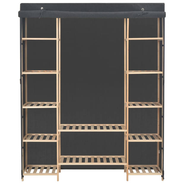 The Living Store Stoffen Kledingkast - Grijs - 135 x 40 x 170 cm - Duurzame houten structuur