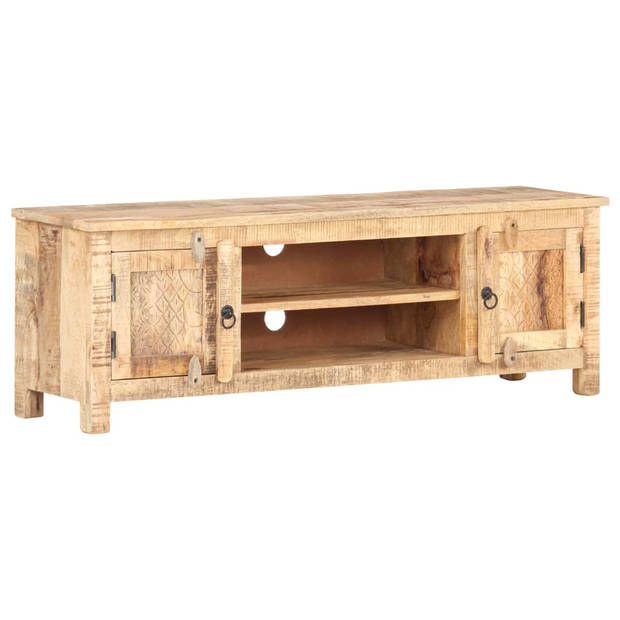 The Living Store TV-meubel Mangohout - 120 x 30 x 40cm - Gesneden bloemontwerp