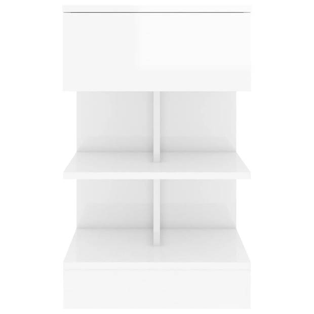 The Living Store bijzetkastje - Bedkastje - Hoogglans wit - 40 x 35 x 65 cm - Montage vereist