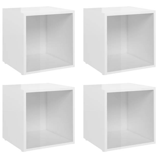 The Living Store TV-meubel - staand - hoogglans wit - spaanplaat - 37 x 35 x 37 cm - set van 4