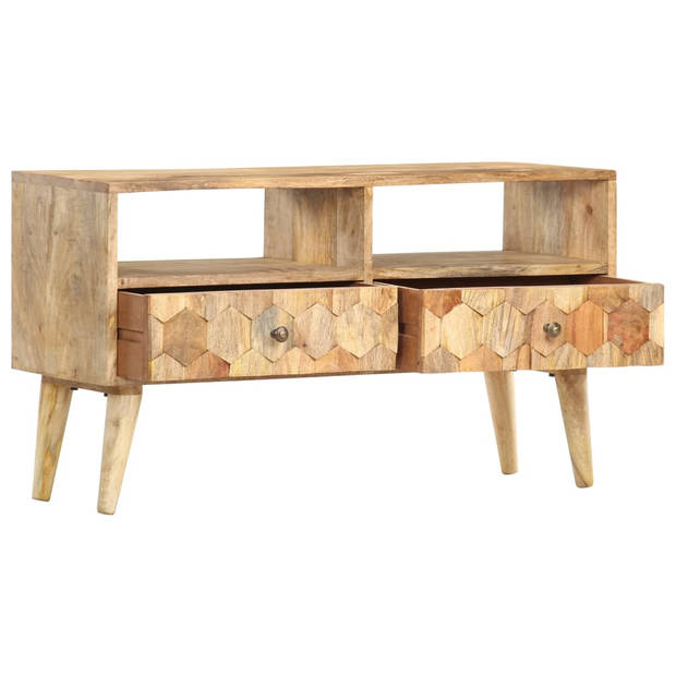 The Living Store Houten Tv-meubel - Massief mangohout - 90 x 30 x 50 cm - Handgemaakt