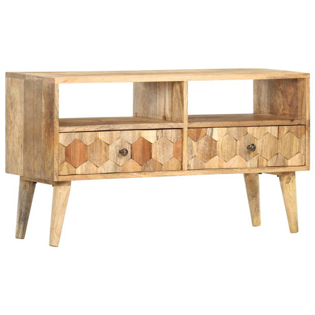 The Living Store Houten Tv-meubel - Massief mangohout - 90 x 30 x 50 cm - Handgemaakt