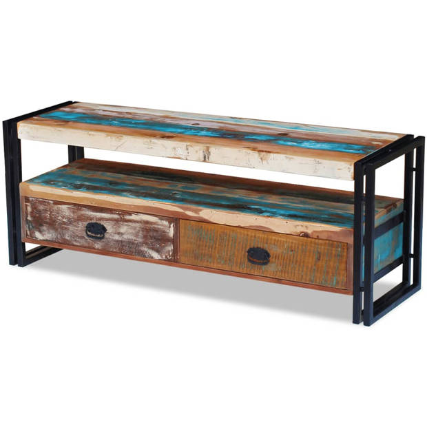 The Living Store Tv-meubel Vintage Stijl - Gerecycled Hout - 120x35x45 cm - Handgemaakt