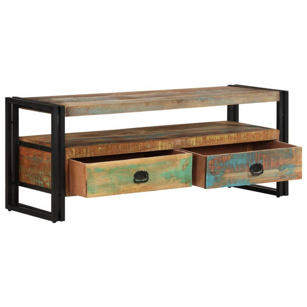 The Living Store Tv-meubel Vintage Stijl - Gerecycled Hout - 120x35x45 cm - Handgemaakt