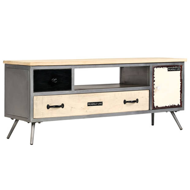 The Living Store Tv-Kast Mangohout - 120 x 30 x 45 cm - Industriële Stijl