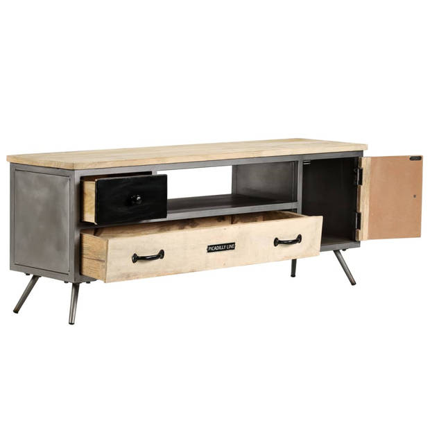 The Living Store Tv-Kast Mangohout - 120 x 30 x 45 cm - Industriële Stijl