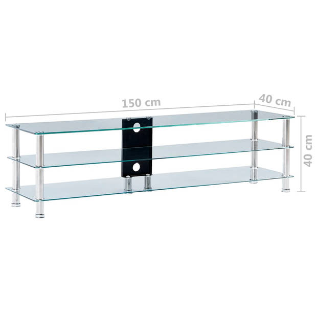 vidaXL Tv-meubel 150x40x40 cm gehard glas transparant