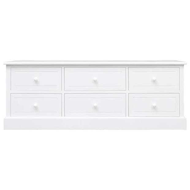 The Living Store Televisiemeubel The Living Store - TV kast hout - 108 x 30 x 40 cm - wit - 6 lades