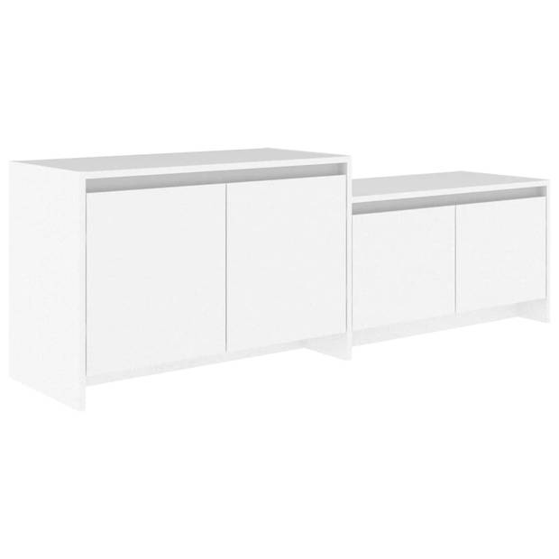 The Living Store Televisiemeubel Stereokast - 146.5 x 35 x 50 cm - wit spaanplaat