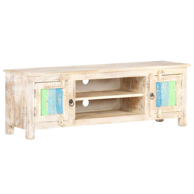 The Living Store TV-meubel Acacia - 120x30x40 cm - Met bloemontwerp deuren