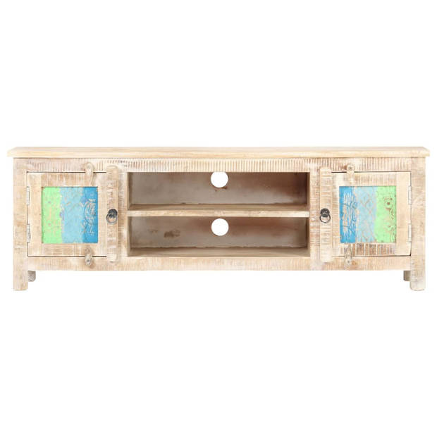 The Living Store TV-meubel Acacia - 120x30x40 cm - Met bloemontwerp deuren