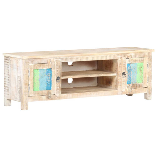 The Living Store TV-meubel Acacia - 120x30x40 cm - Met bloemontwerp deuren