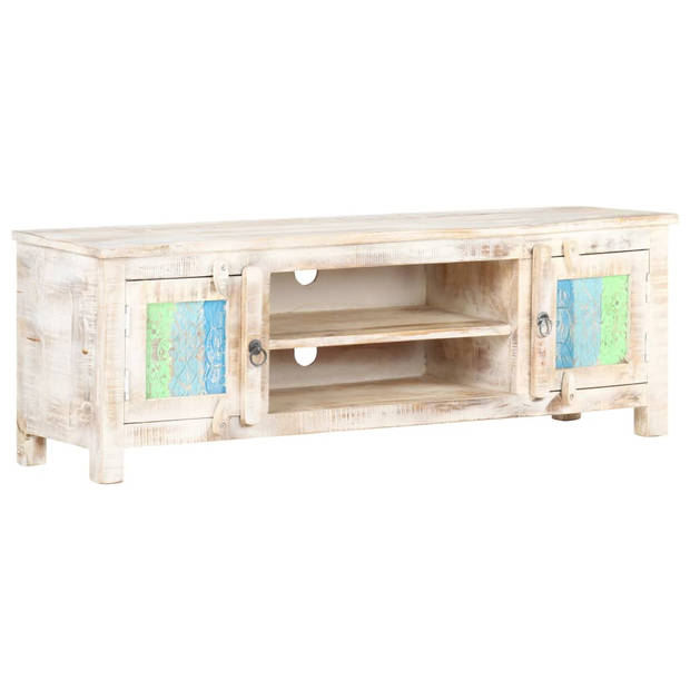 The Living Store TV-meubel Acacia - 120x30x40 cm - Met bloemontwerp deuren