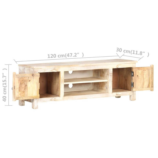 The Living Store TV-meubel Acacia - 120x30x40 cm - Met bloemontwerp deuren