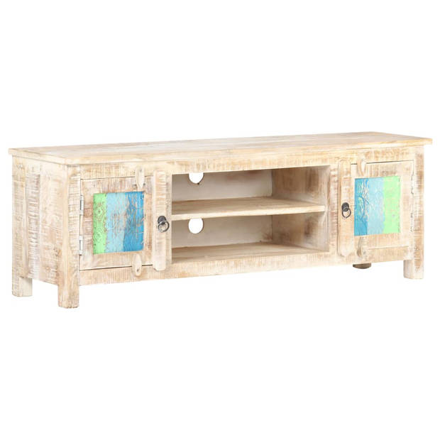 The Living Store TV-meubel Acacia - 120x30x40 cm - Met bloemontwerp deuren