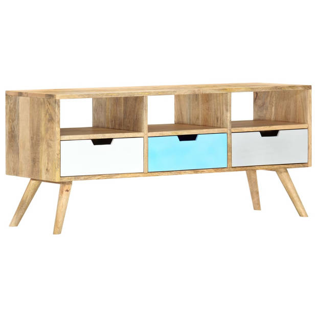 The Living Store Tv-kast Retro - Mangohout - 110x35x48 cm - 3 lades - 3 vakken