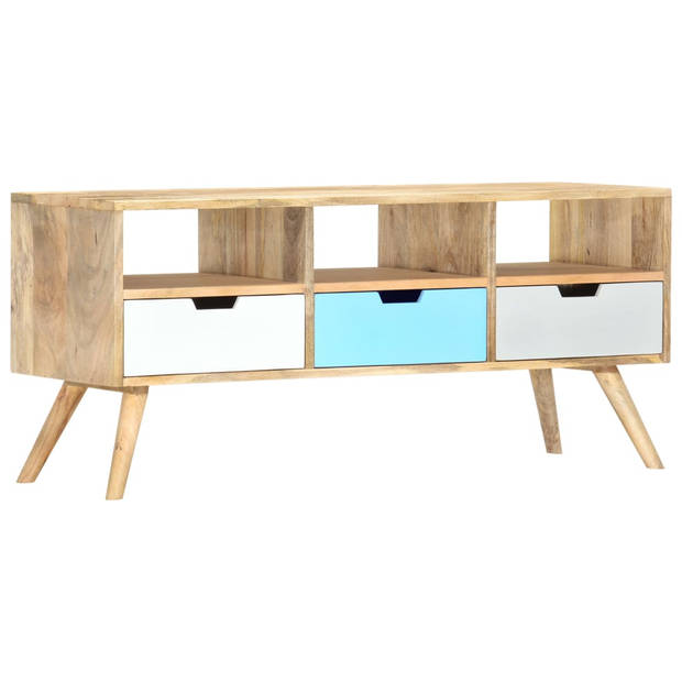 The Living Store Tv-kast Retro - Mangohout - 110x35x48 cm - 3 lades - 3 vakken