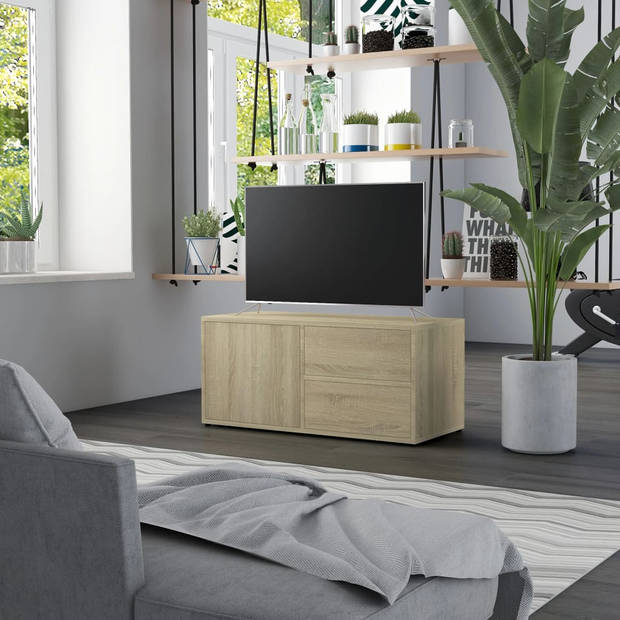 The Living Store TV-meubel Classic - 80 x 34 x 36 cm - Sonoma eiken spaanplaat