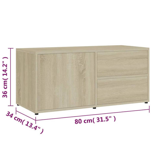 vidaXL Tv-meubel 80x34x36 cm bewerkt hout sonoma eikenkleurig