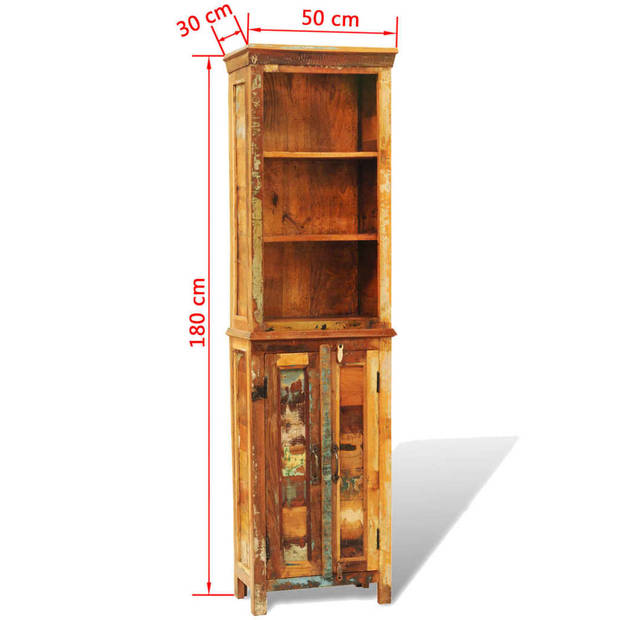 The Living Store Boekenkast Houten Antieke Stijl - 50 x 30 x 180 cm - Gerecycled Hout