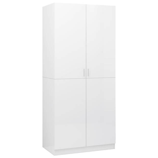 The Living Store Kledingkast - Hoogglans wit - 90 x 52 x 200 cm - 2 deuren