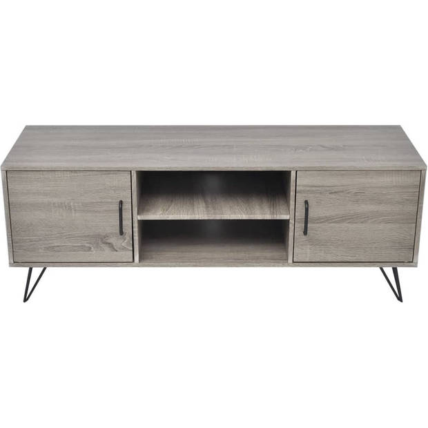 The Living Store TV-meubel - grijs - MDF - 120 x 40 x 45 cm - opbergvakken met deuren