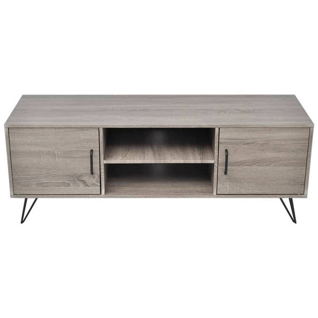 The Living Store TV-meubel - grijs - MDF - 120 x 40 x 45 cm - opbergvakken met deuren