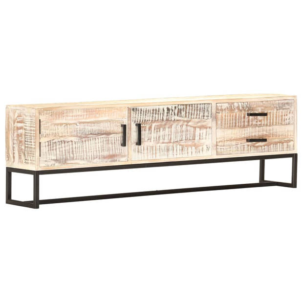 The Living Store Tv-meubel Acaciahout - Opbergkast - 140x30x45 cm - Wit