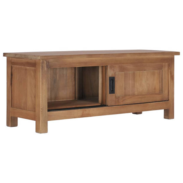 The Living Store TV-meubel Massief Teakhout - Dressoir 90x30x35 cm - Handgemaakt - Natuurlijke afwerking