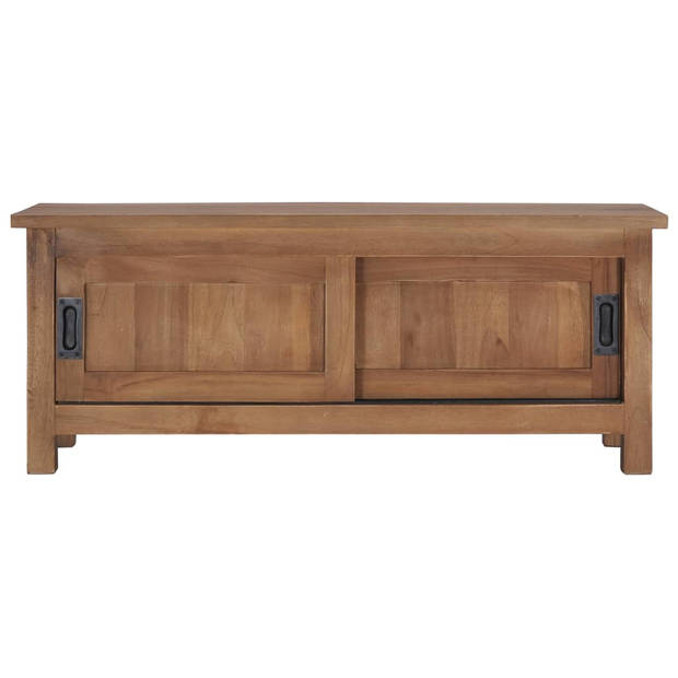 The Living Store TV-meubel Massief Teakhout - Dressoir 90x30x35 cm - Handgemaakt - Natuurlijke afwerking