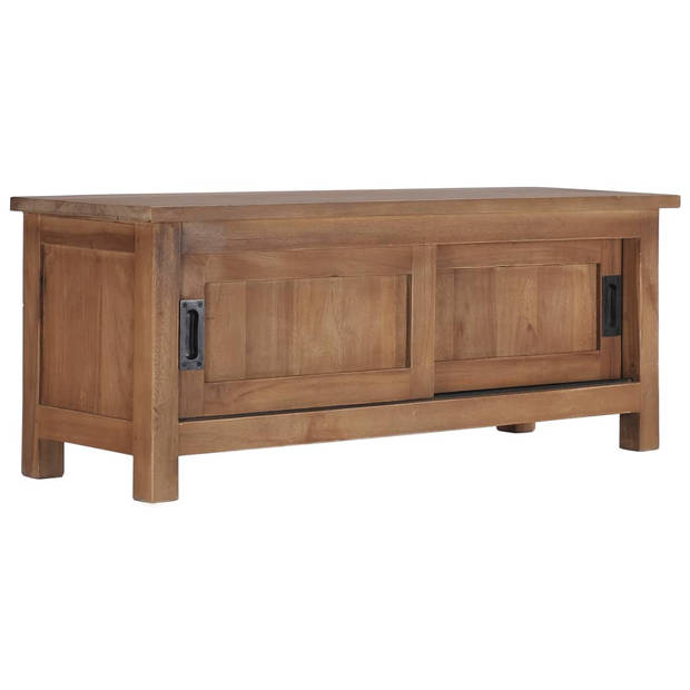 The Living Store TV-meubel Massief Teakhout - Dressoir 90x30x35 cm - Handgemaakt - Natuurlijke afwerking