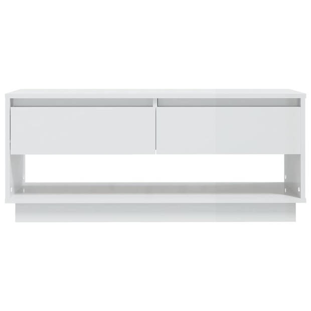 The Living Store TV-meubel - wit hoogglans - 102x41x44 cm - met 2 lades en 1 open vak