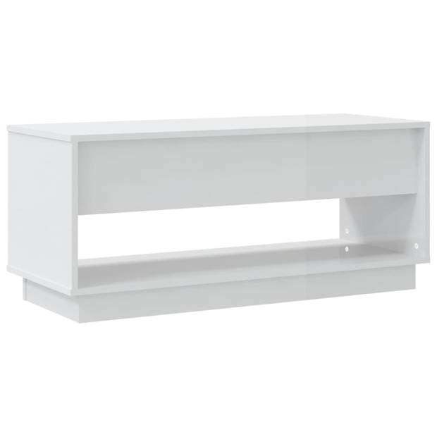 The Living Store TV-meubel - wit hoogglans - 102x41x44 cm - met 2 lades en 1 open vak