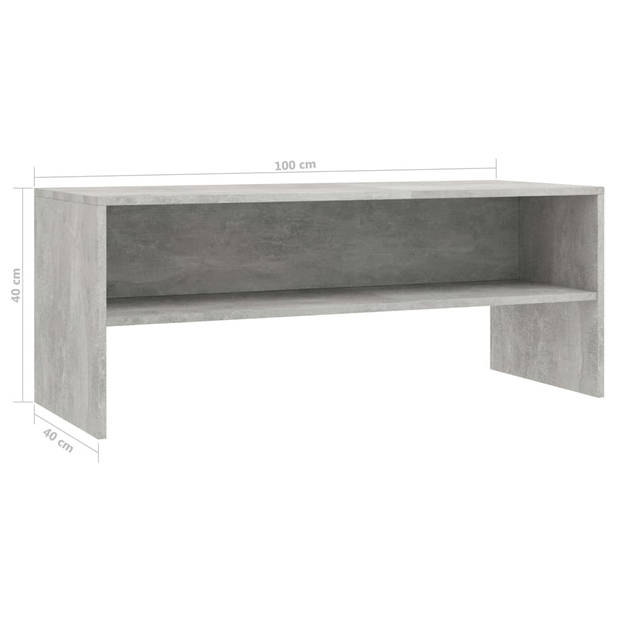 The Living Store TV-meubel Vintage - Bewerkt hout - 100x40x40 cm - Betongrijs