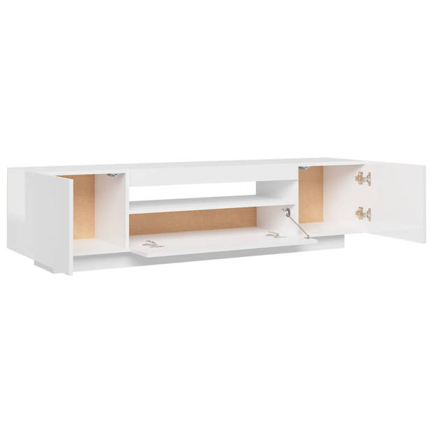 The Living Store Hifi-tv-meubel - 160 x 35 x 40 cm - Hoogglans wit - Met RGB LED-verlichting