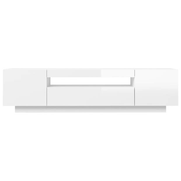 The Living Store Hifi-tv-meubel - 160 x 35 x 40 cm - Hoogglans wit - Met RGB LED-verlichting