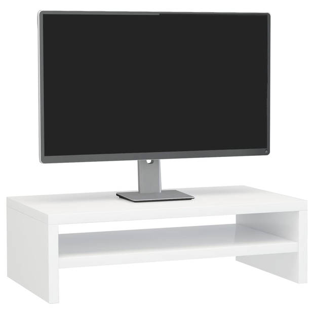 The Living Store Monitorstandaard - Spaanplaat - 42 x 24 x 13 cm - Hoogglans wit