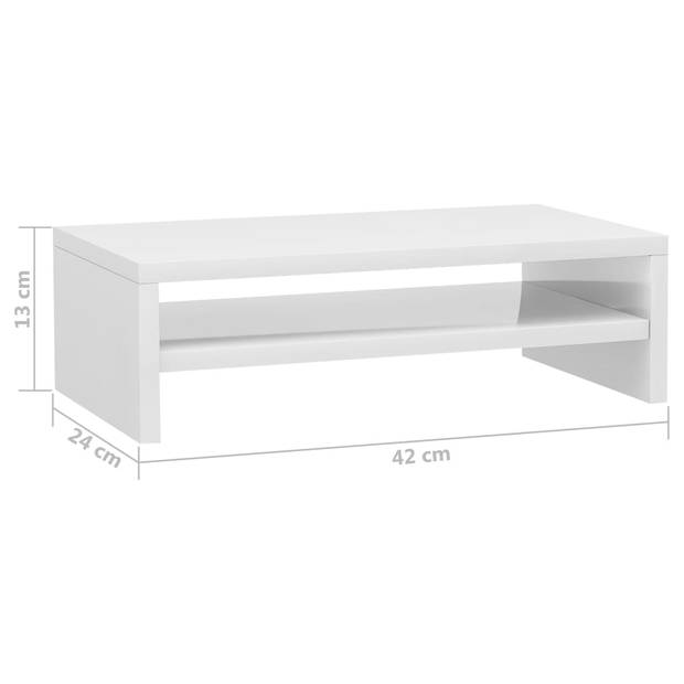 The Living Store Monitorstandaard - Spaanplaat - 42 x 24 x 13 cm - Hoogglans wit