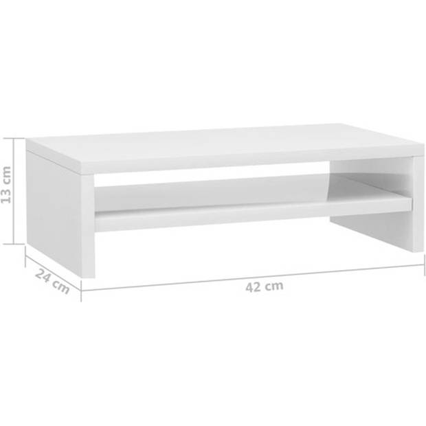 The Living Store Monitorstandaard - Spaanplaat - 42 x 24 x 13 cm - Hoogglans wit