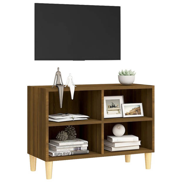 vidaXL Tv-meubel met houten poten 69,5x30x50 cm bruin eikenkleur