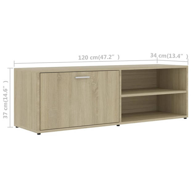 The Living Store TV-kast - Sonoma eiken - 120 x 34 x 37 cm - met deur en 2 vakken