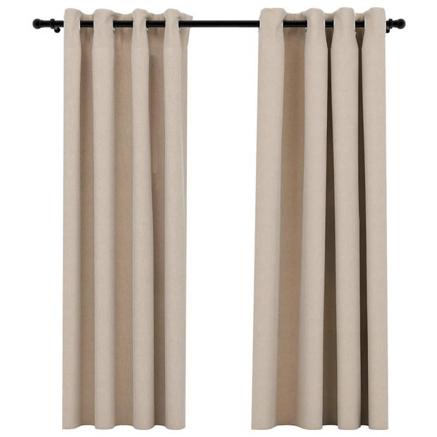 The Living Store Verduisterend Gordijn - Linnen-Look - Beige - 140 x 175 cm - 100% polyester