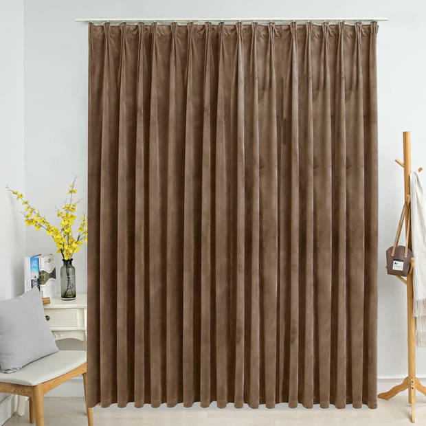 The Living Store Gordijn Fluweel Beige 290x245 cm - Privacy en Lichtblokkering