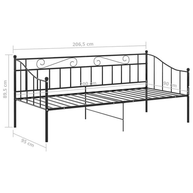 vidaXL Slaapbankframe metaal zwart 90x200 cm